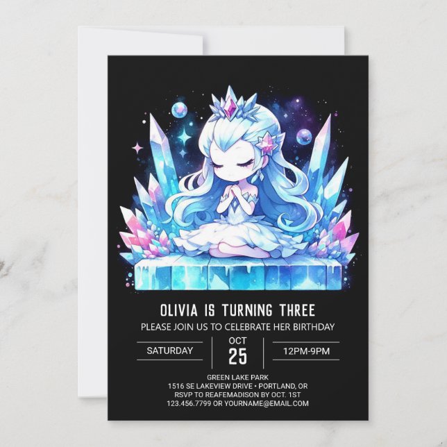 Convite Diversão da Princesa Elegante Birthday (Frente)