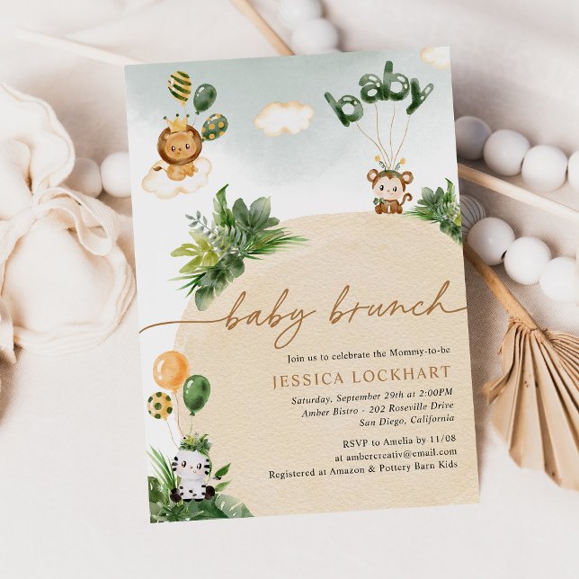 Convite Diversão da selva tropical Safari Boy Brunch (Criador carregado)