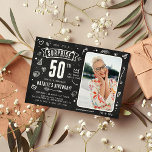 Convite Diversão de fotos de odle de quadro chalkboard Sur<br><div class="desc">Divirta-se com o nosso moderno e engraçado Convite de aniversário 50º! Com um toque de nostalgia em um design de chalkboard rústico,  você pode personalizá-lo com uma foto pessoal e detalhes da festa. Crie um zumbido instantâneo para sua celebração surpresa!</div>