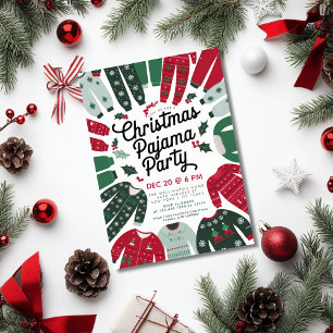 Convite Diversão de Pijama de Natal para Crianças Festivas