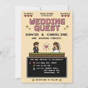 Convite Diversão de Video Game Antigo Casamento Retro