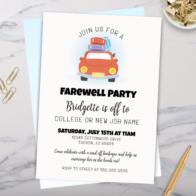 Convite Diversão Despedida de Formatura Adeus (Fun Farewell Party Invitation for Graduation Retirement New Job Promotion or any Goodbye Party )