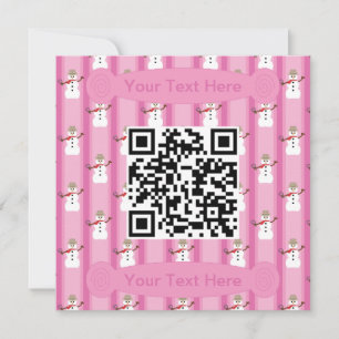 Convite Diversão e Rico Rosa Snowman Detetive QR Code