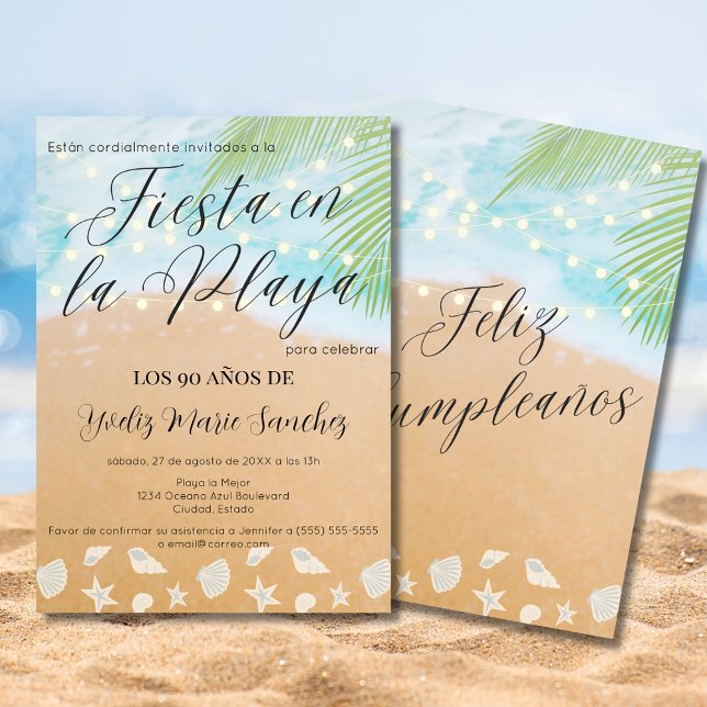 Convite Diversão espanhola Sandy Beach Lights 90 Festa de  (Criador carregado)