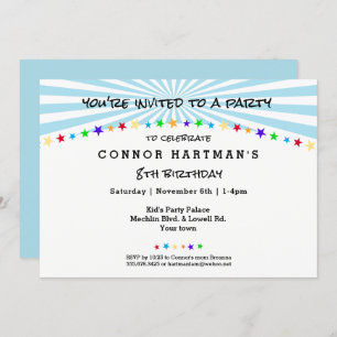Convite Diversão Estrela Sun Rays Crianças Qualquer Convit