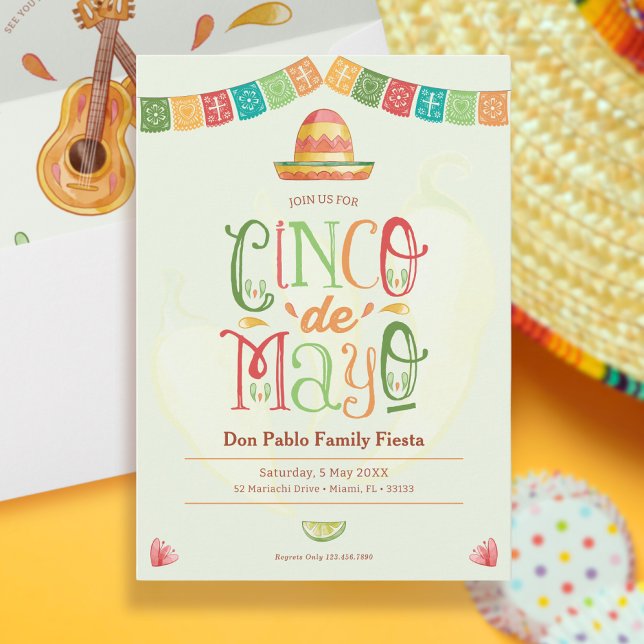 Convite Diversão Festa de Cinco de Mayo (Criador carregado)