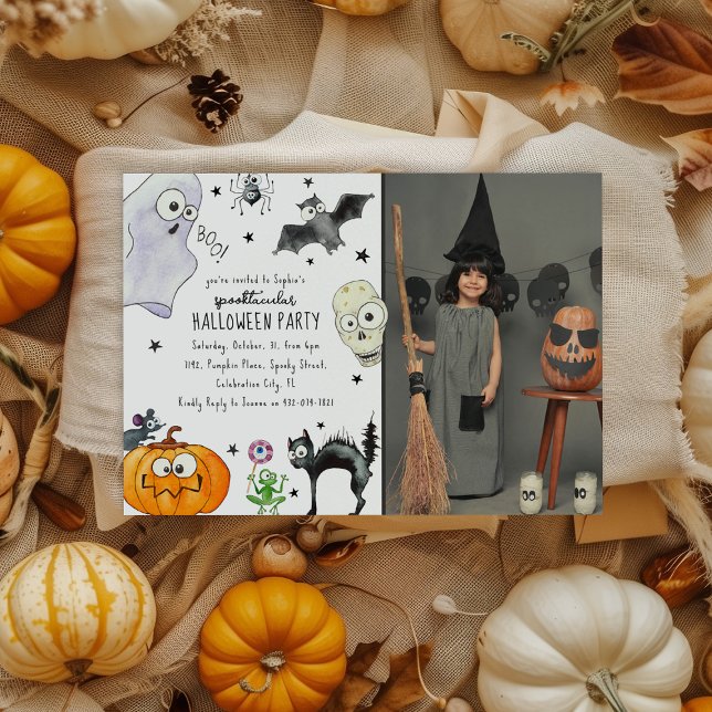 Convite Diversão Infantil Foto Divertida de Halloween (Criador carregado)