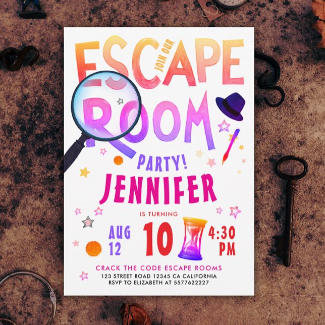 Convite Diversão Jogo de Escape Room Rosa Caça ao Tesouro  (Criador carregado)