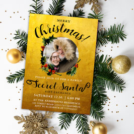 Convite Diversão Luxo Glam Dourado Feliz Natal Amigo Secre