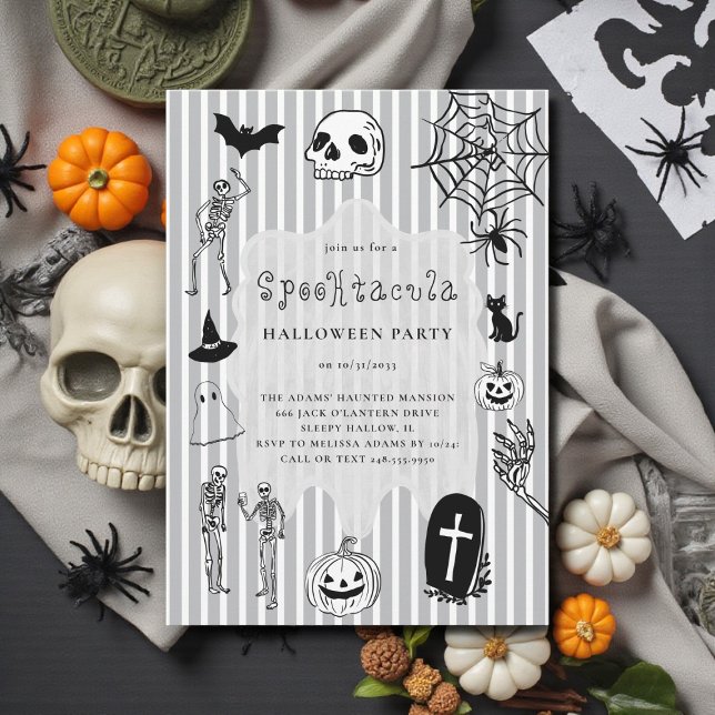 Convite diversão manual Skeleton Pumpkin Spider Halloween (Criador carregado)