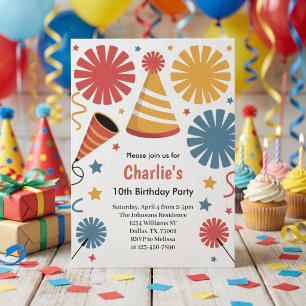 Convite Diversão Moderna com Confetes de Aniversário