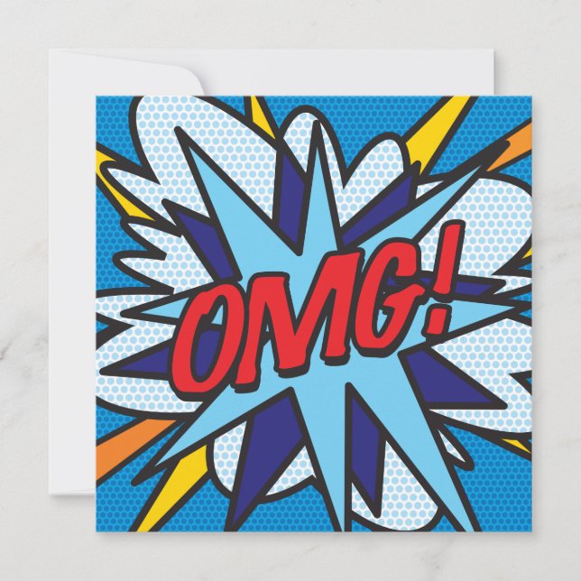 Convite Diversão Moderna Cômica Colorida OMG (Frente)