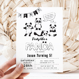 Convite Diversão Moderna 'Festa Como um Panda' Aniversário