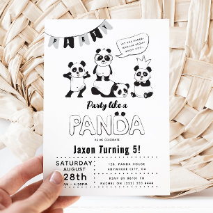 Convite Diversão Moderna 'Festa Como um Panda' Aniversário