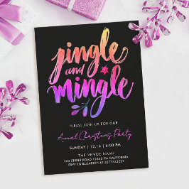 Convite Diversão Moderna Preta e Rosa Jingle Pincel Caligr