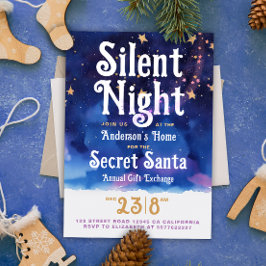 Convite Diversão Natal Silencioso Noite Papai Noel Aquarel