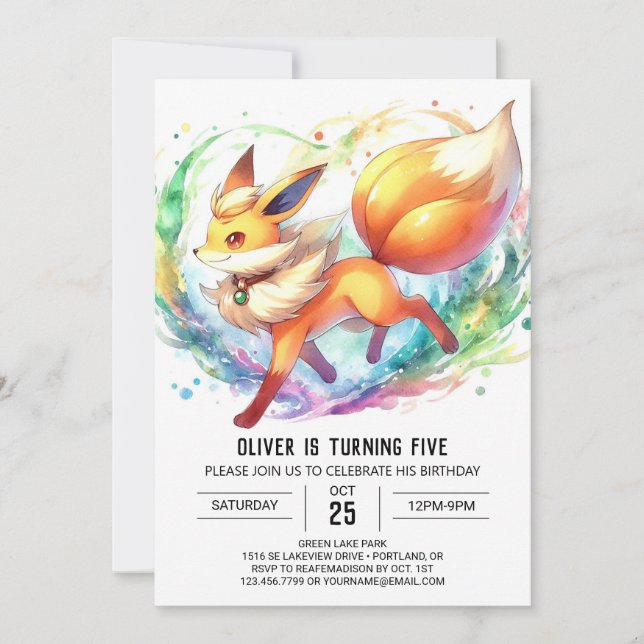 Convite Diversão Online do Raposo de Aniversário (Frente)
