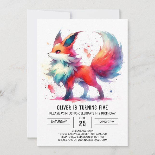 Convite Diversão Online Fox Birthday (Frente)