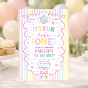 Convite Diversão para ser um Aniversário de Menina Listras