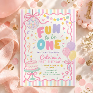 Convite Diversão para ser uma garota de discoteca pastel n