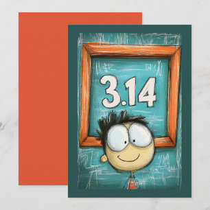 Convite Diversão Pi Day - 3.14 Quirky Cartoon Feliz
