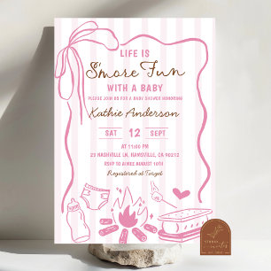 Convite Diversão Pink Smore com um chá de bebê de menina