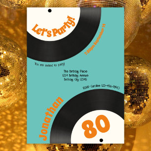 Convite Diversão Retro 80 Birthday Music Vinyl Record