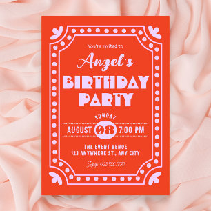 Convite Diversão retrô de aniversário