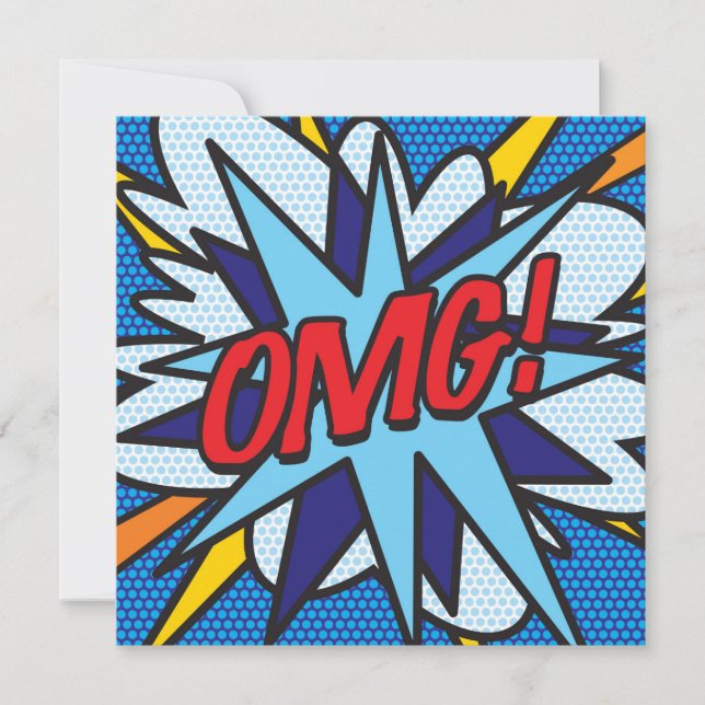 Convite Diversão Retro Quadrinhos OMG (Frente)