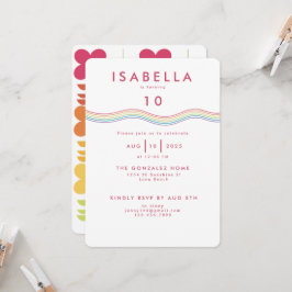 Convite Diversão Retro Rainbow Flowday