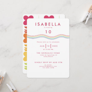 Convite Diversão Retro Rainbow Flowday