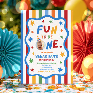 Convite Diversão Ser Um Menino Colorido Festa de 1º Aniver
