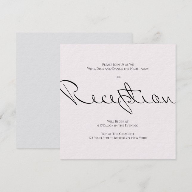 Convite Diversão tipográfica mínima, mas casamento formal (Frente/Verso)