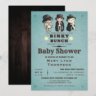 Convite Diversão Triplets Binky Bunch Western Chá de frald