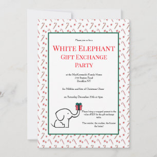 Convite Diversão Troca de Presentes Elefante Branco Festa 