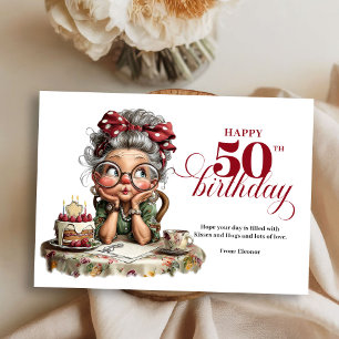 Convite Divertido aniversário de 50 anos para uma senhora