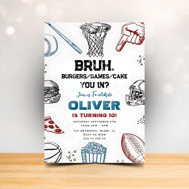 Convite Divertido de Festa de Esportes para Amigos (Criador carregado)