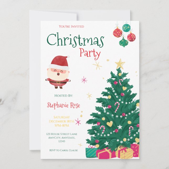Convite Divertido de Natal da Papai Noel para Fest (Frente)
