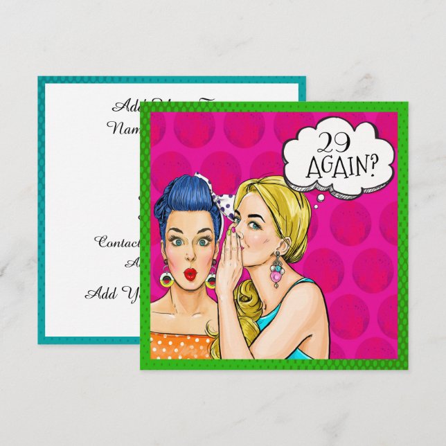 Convite Divertido de Pop Art (Frente/Verso)