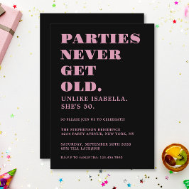 Convite Divertido Humorístico 50º Aniversário Preto e Rosa
