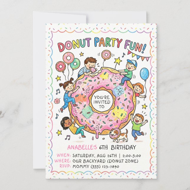 Convite Divertido para Festa de Donut (Frente)