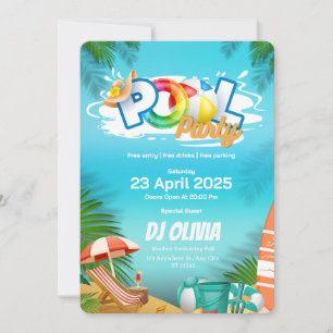 Convite Divertido para Festa na Piscina