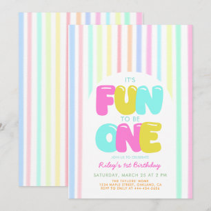 Convite Divertido ser uma Bolha Faixa Pastel 1º Aniversári