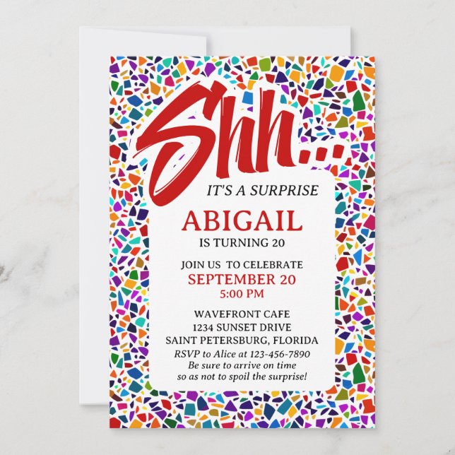 Convite Divertido Surpresa Colorida Aniversário (Frente)