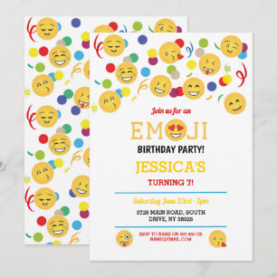 Convite Divertimento do aniversário das crianças de Emoj