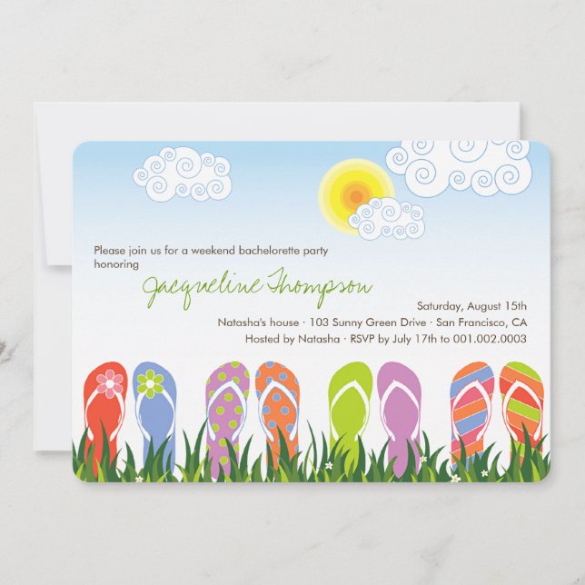 Convite Divertimento dos chinelos na festa de solteira (Frente)