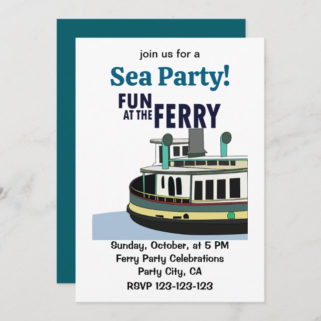 Convite Divertimento Na Festa Do Mar Ferry (Frente/Verso)