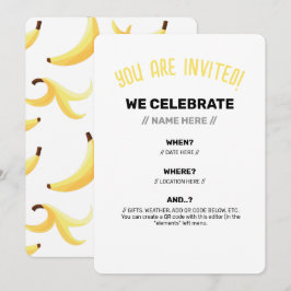 Convite Dívidas Favoritas de Banana Retro Engraçadas Puns