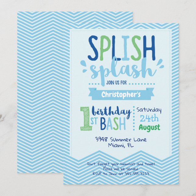 Convite Dividir Apresentação de primeiro aniversario de Pi (Frente/Verso)