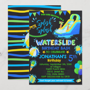 Convite Dividir Festa de aniversário de diapositivo de águ